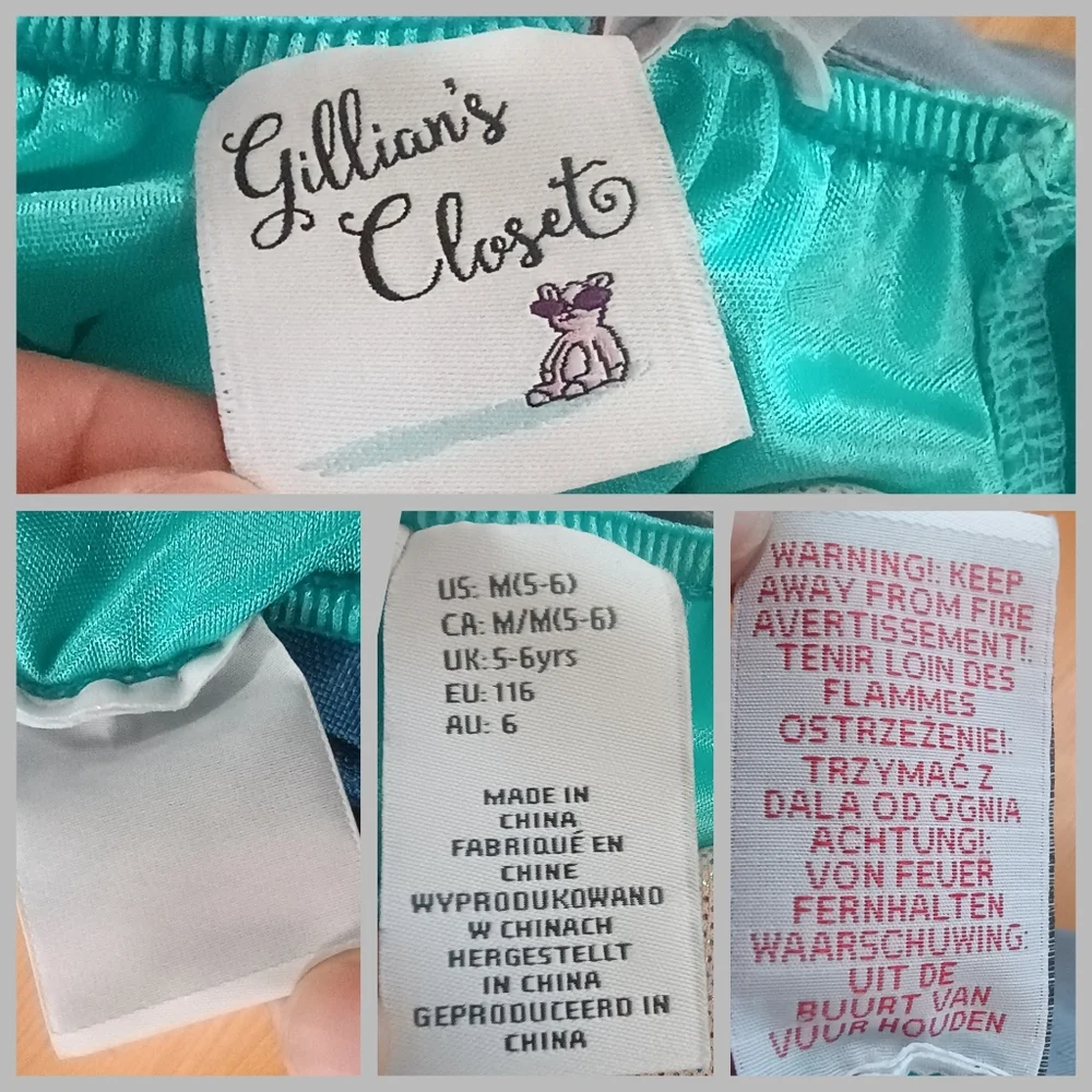 GILLIANS CLOSET Sparkling SEQUINS Green Blue Mermaid Costume for Kids Size 5-6 - Picture 16 of 16